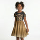 Egypt Uraeus Kid Short Sleeve Dress Gold Cobra Luxury Style
