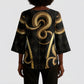 Egypt Uraeus Kimono Sleeve Blouse Gold Cobra Luxury Style