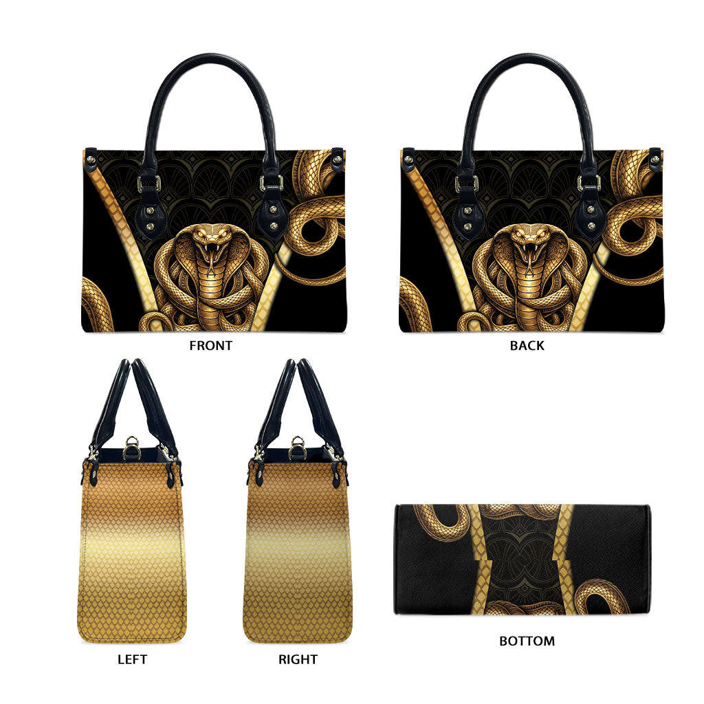 Egypt Uraeus Leather Bag Gold Cobra Luxury Style
