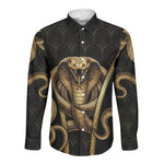 Egypt Uraeus Long Sleeve Button Shirt Gold Cobra Luxury Style