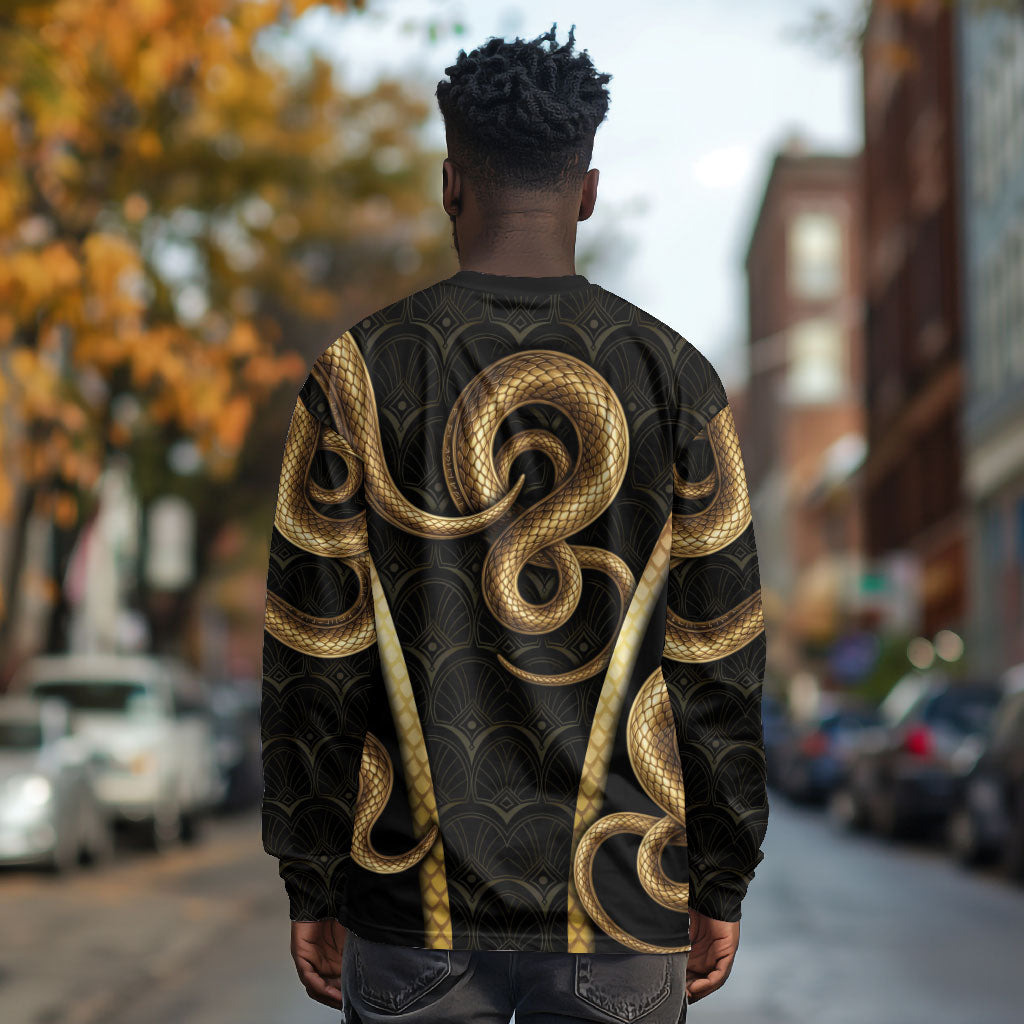 Egypt Uraeus Long Sleeve Shirt Gold Cobra Luxury Style