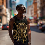 Egypt Uraeus Men Tank Top Gold Cobra Luxury Style