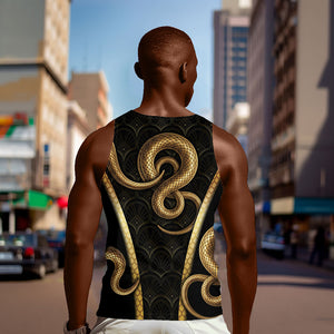 Egypt Uraeus Men Tank Top Gold Cobra Luxury Style