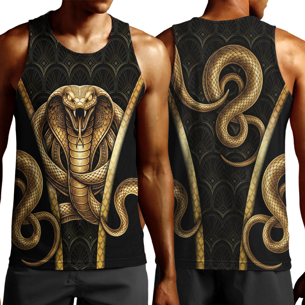 Egypt Uraeus Men Tank Top Gold Cobra Luxury Style