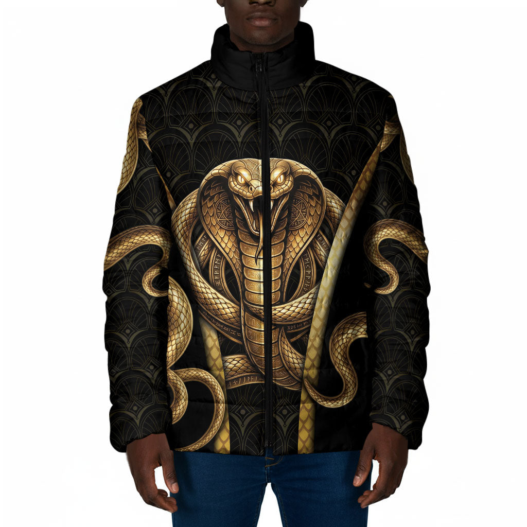Egypt Uraeus Padded Jacket Gold Cobra Luxury Style