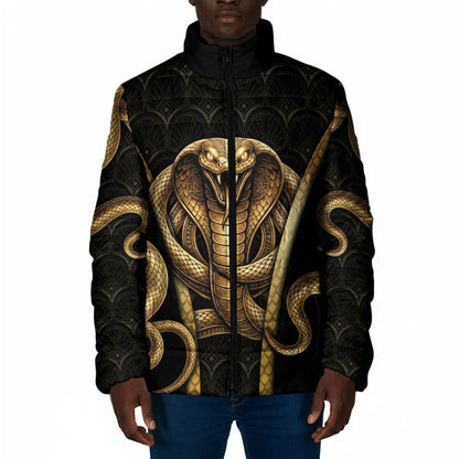 Egypt Uraeus Padded Jacket Gold Cobra Luxury Style