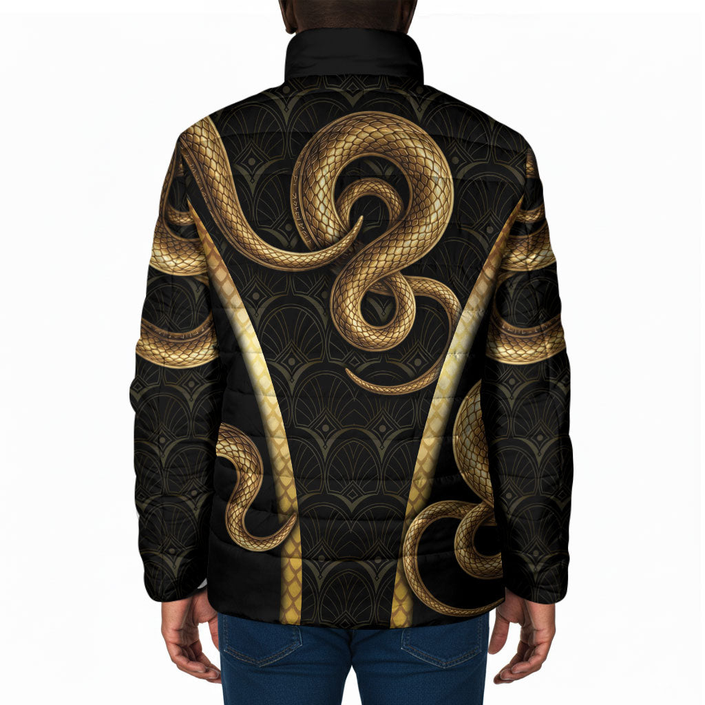 Egypt Uraeus Padded Jacket Gold Cobra Luxury Style