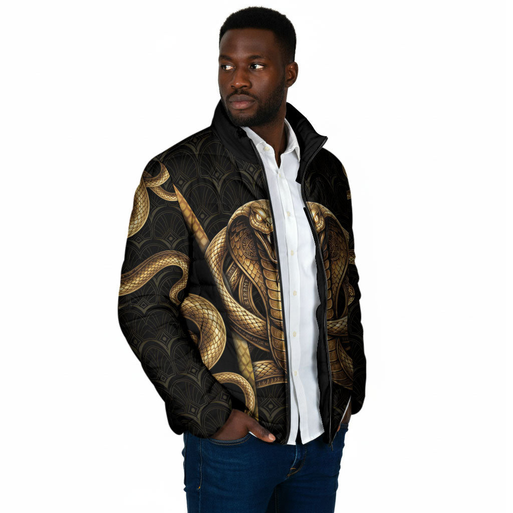 Egypt Uraeus Padded Jacket Gold Cobra Luxury Style