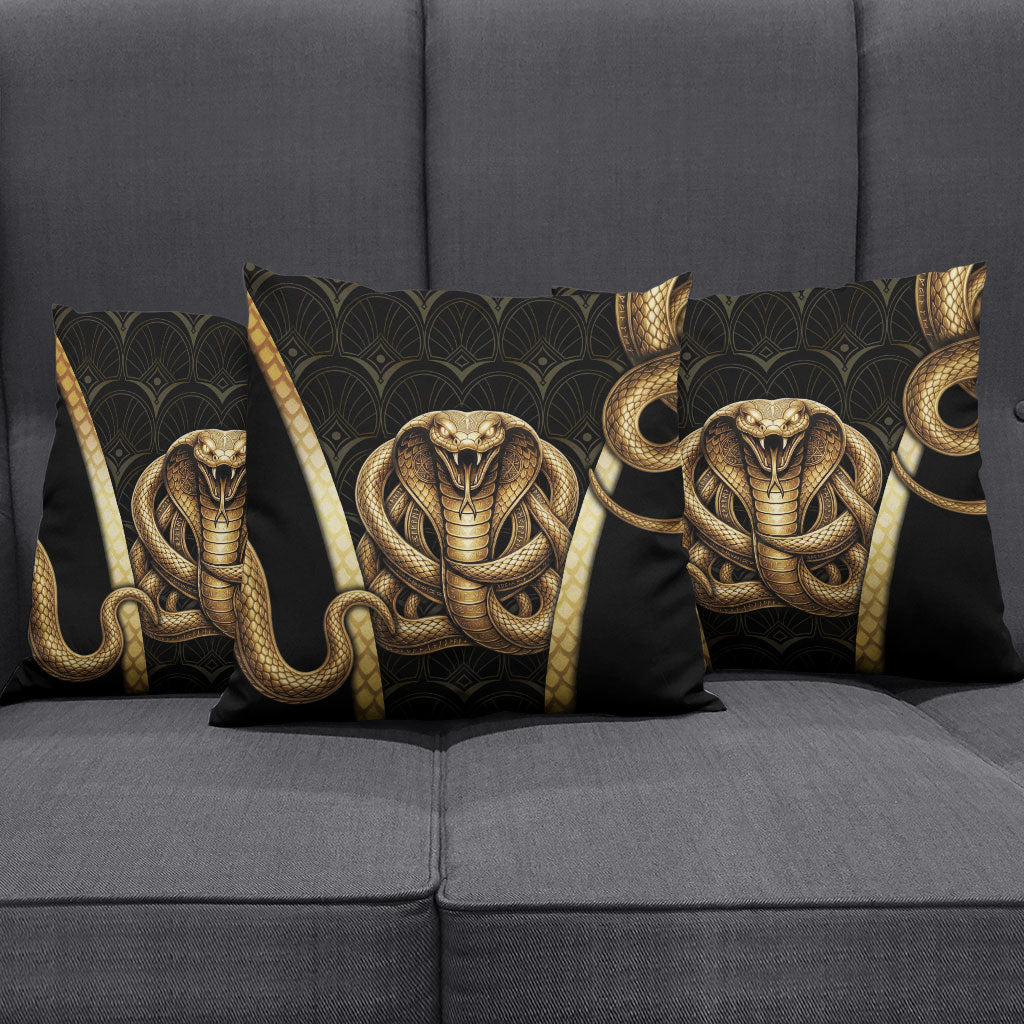 Egypt Uraeus Pillow Cover Gold Cobra Luxury Style