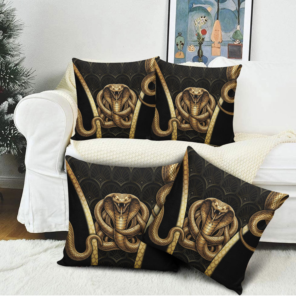 Egypt Uraeus Pillow Cover Gold Cobra Luxury Style