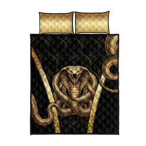 Egypt Uraeus Quilt Bed Set Gold Cobra Luxury Style