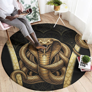 Egypt Uraeus Round Carpet Gold Cobra Luxury Style