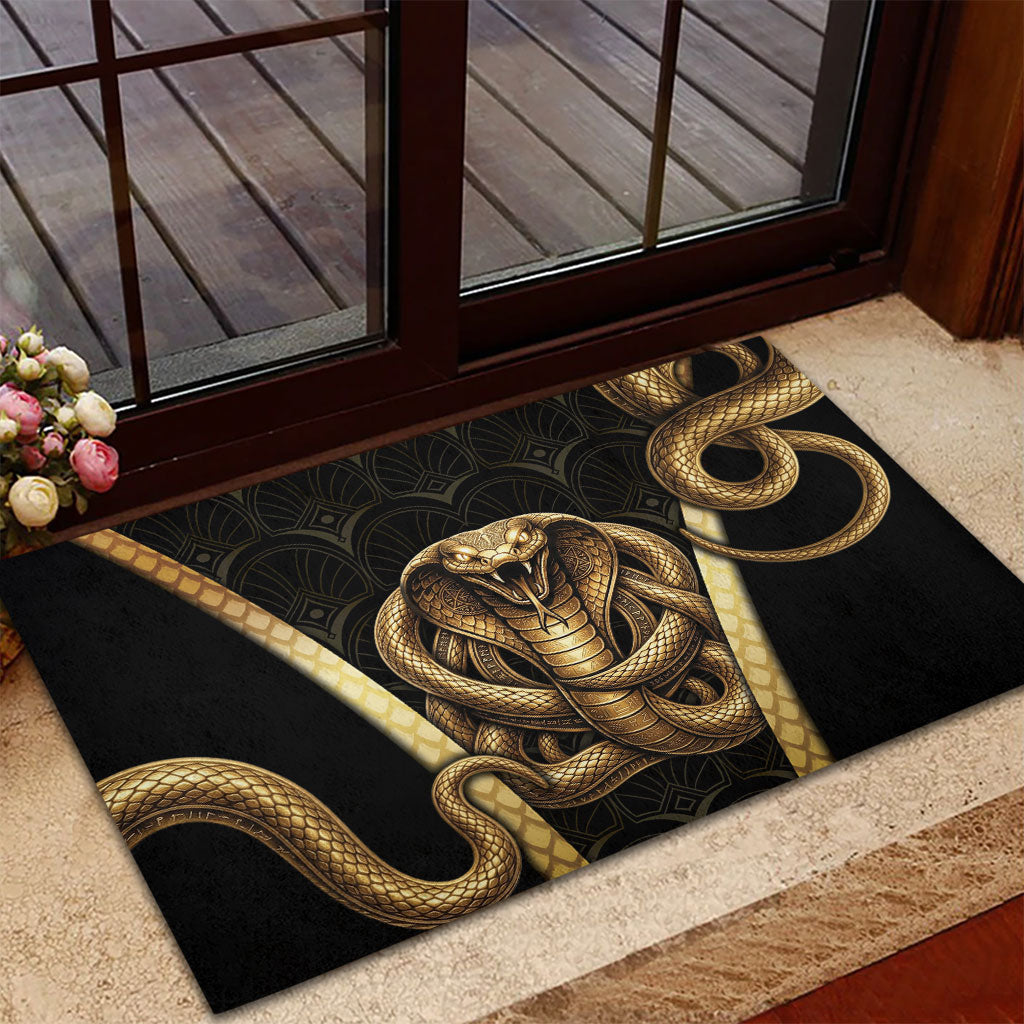 Egypt Uraeus Rubber Doormat Gold Cobra Luxury Style