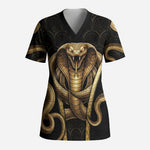 Egypt Uraeus Scrub Top Gold Cobra Luxury Style