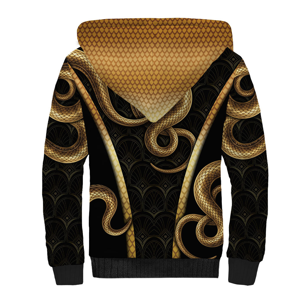 Egypt Uraeus Sherpa Hoodie Gold Cobra Luxury Style