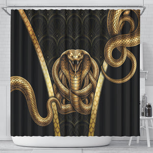Egypt Uraeus Shower Curtain Gold Cobra Luxury Style