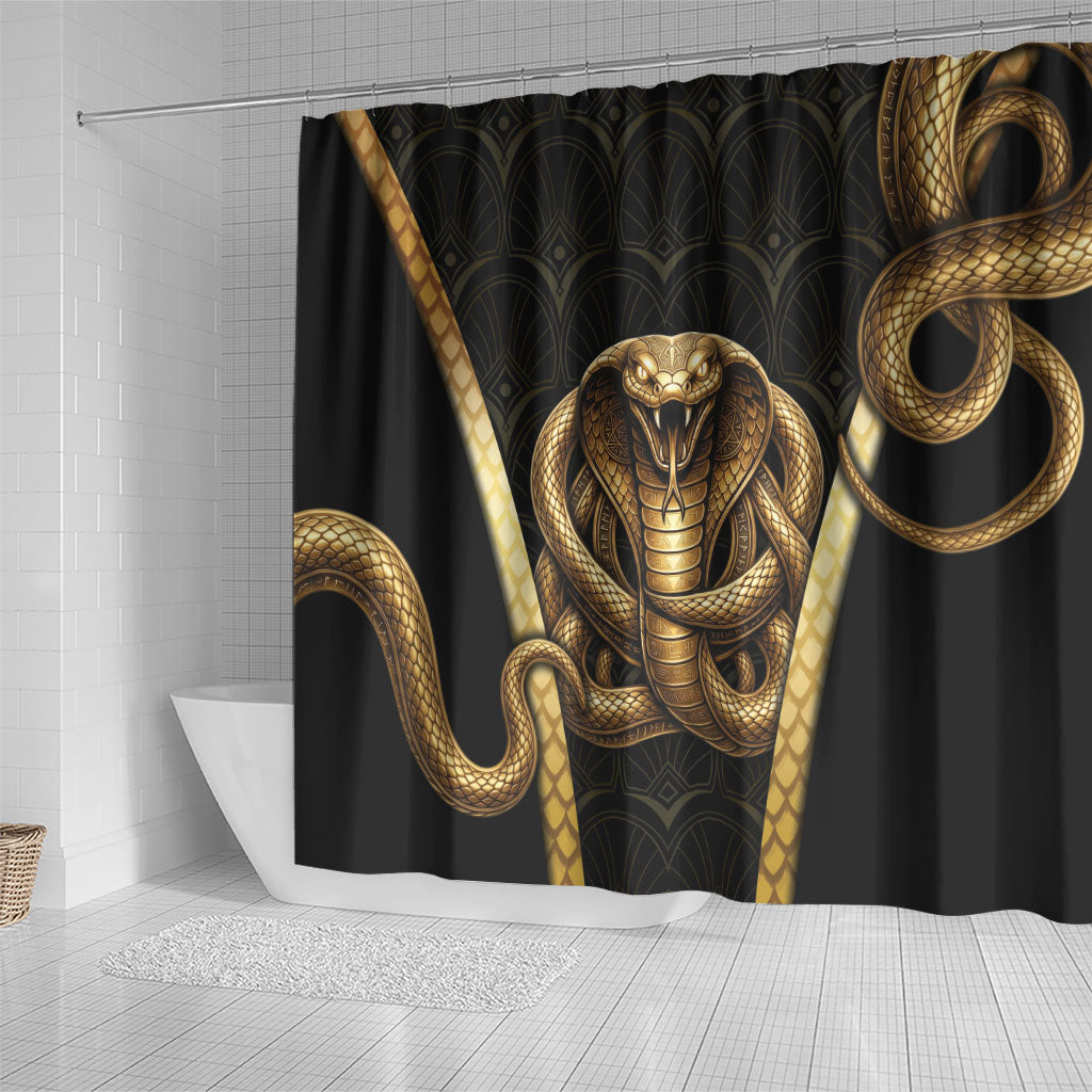 Egypt Uraeus Shower Curtain Gold Cobra Luxury Style