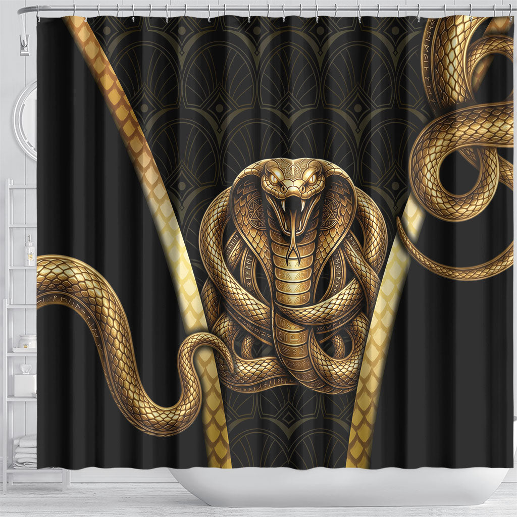 Egypt Uraeus Shower Curtain Gold Cobra Luxury Style