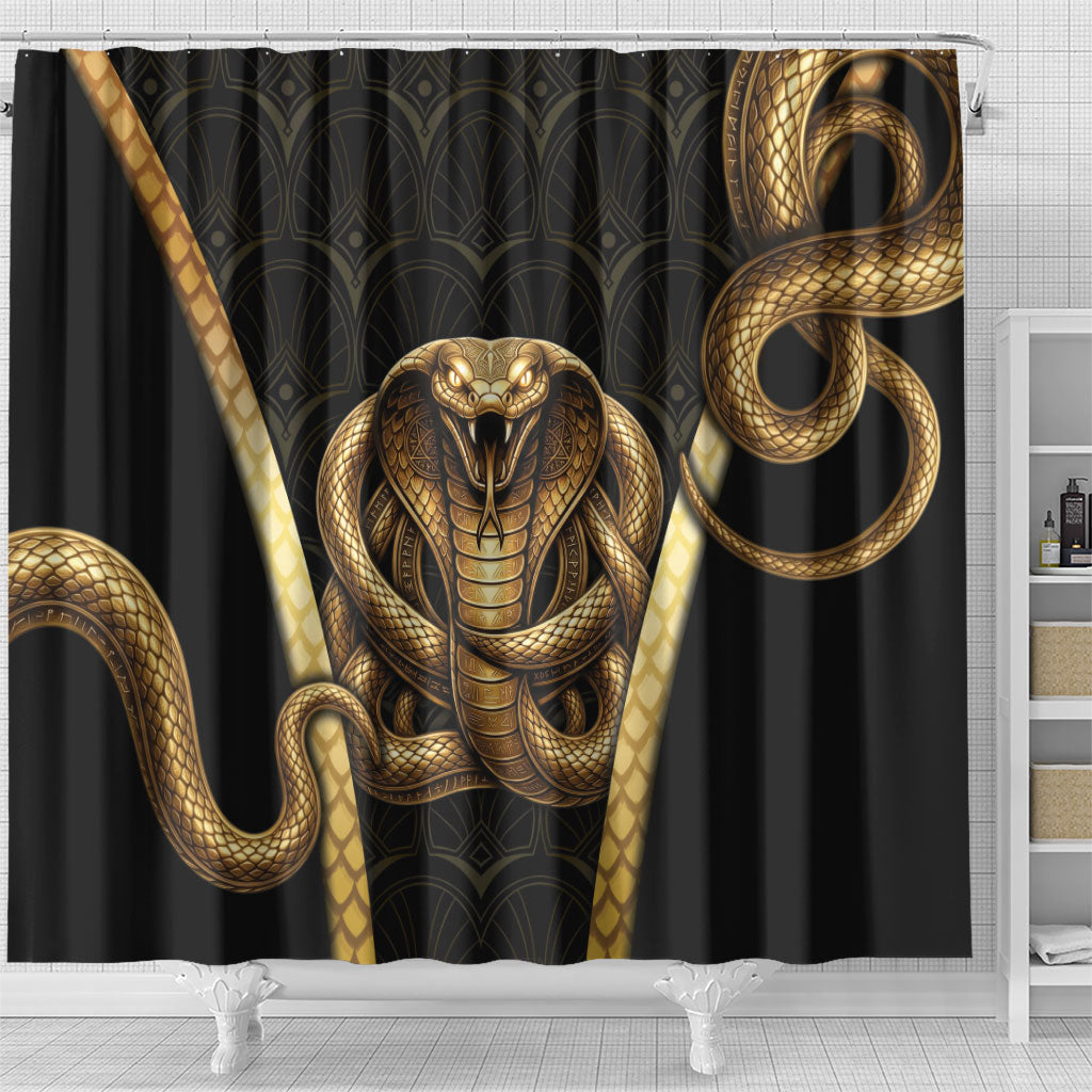 Egypt Uraeus Shower Curtain Gold Cobra Luxury Style