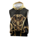 Egypt Uraeus Sleeveless Hoodie Gold Cobra Luxury Style