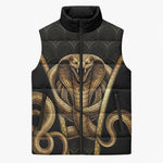 Egypt Uraeus Sleeveless Puffer Jacket Gold Cobra Luxury Style