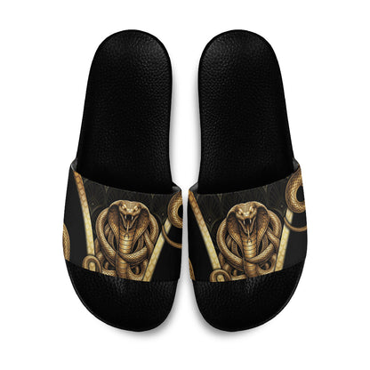 Egypt Uraeus Slide Sandals Gold Cobra Luxury Style
