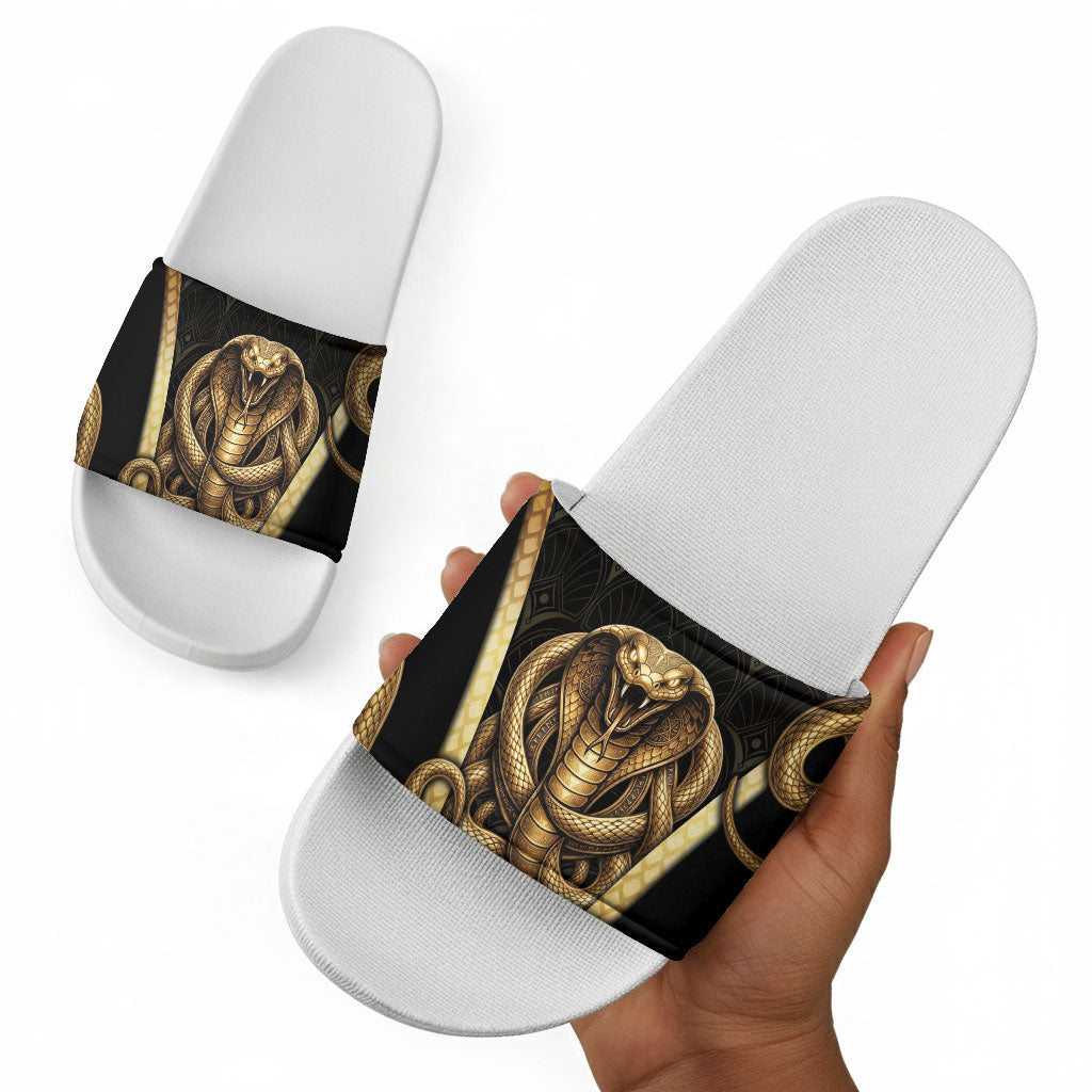 Egypt Uraeus Slide Sandals Gold Cobra Luxury Style