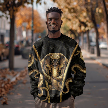 Egypt Uraeus Sweatshirt Gold Cobra Luxury Style