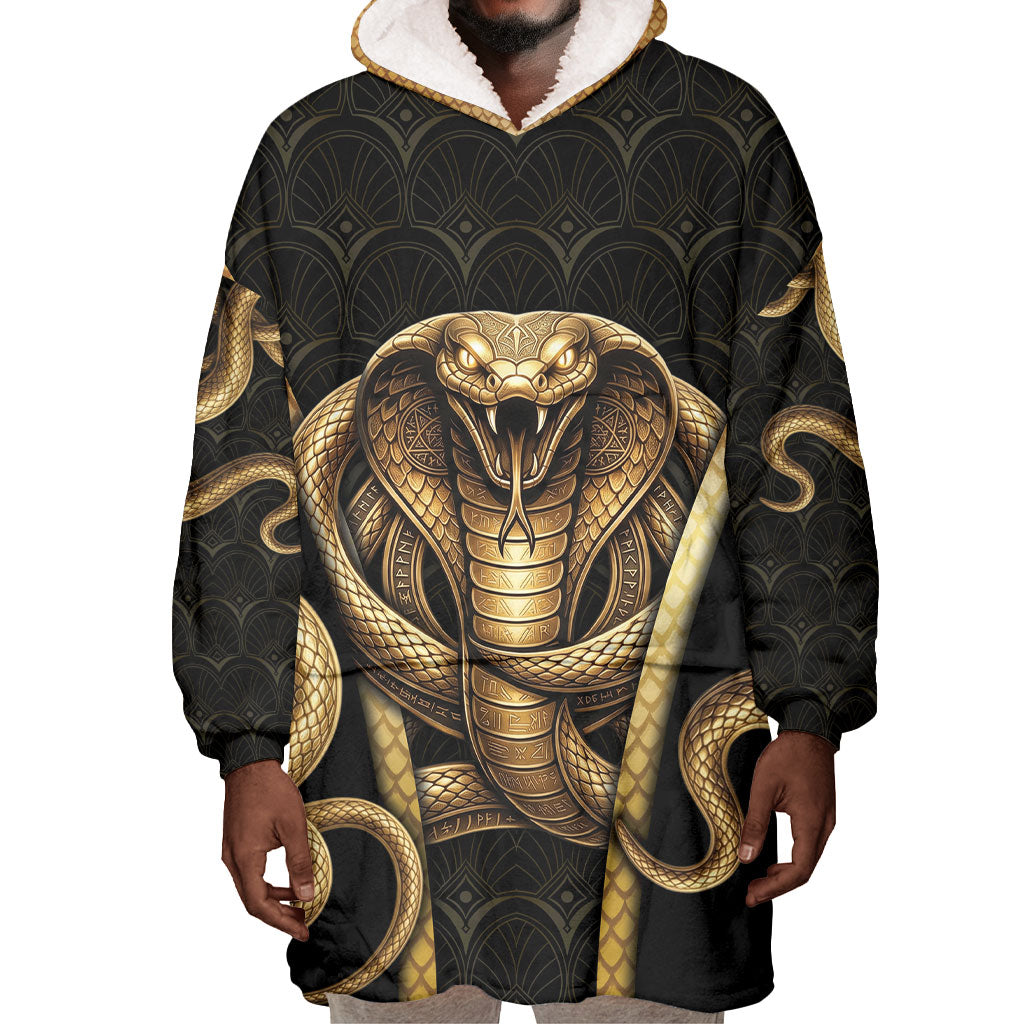 Egypt Uraeus Wearable Blanket Hoodie Gold Cobra Luxury Style