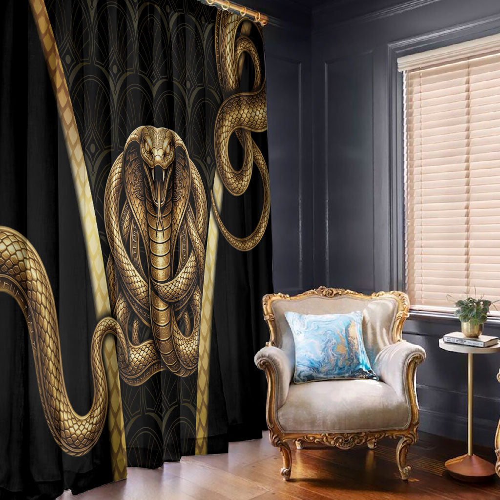 Egypt Uraeus Window Curtain Gold Cobra Luxury Style