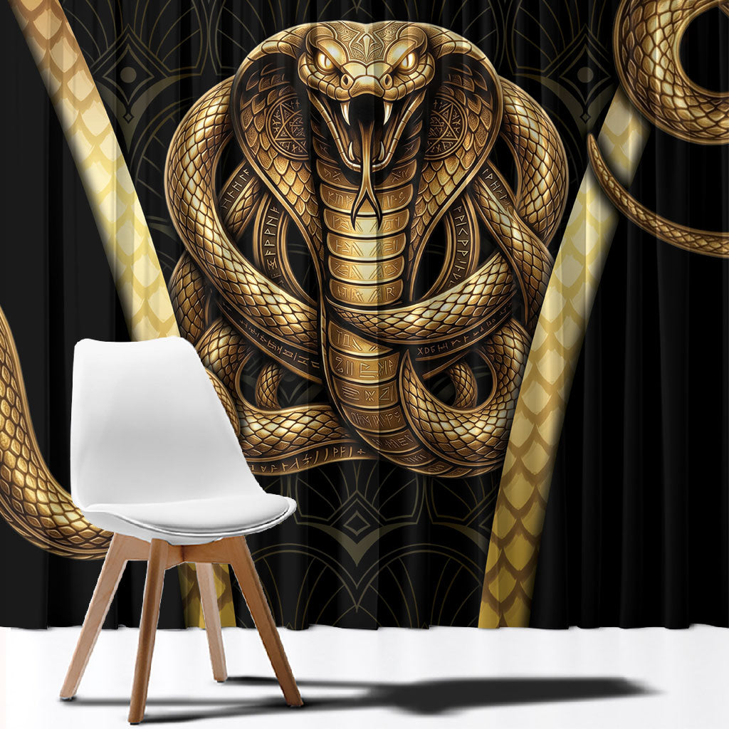 Egypt Uraeus Window Curtain Gold Cobra Luxury Style