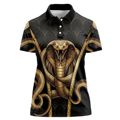 Egypt Uraeus Women Polo Shirt Gold Cobra Luxury Style