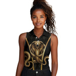 Egypt Uraeus Women Sleeveless Polo Shirt Gold Cobra Luxury Style