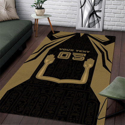 Custom Egypt KA Area Rug Gold Symbol Hieroglyphic Texture