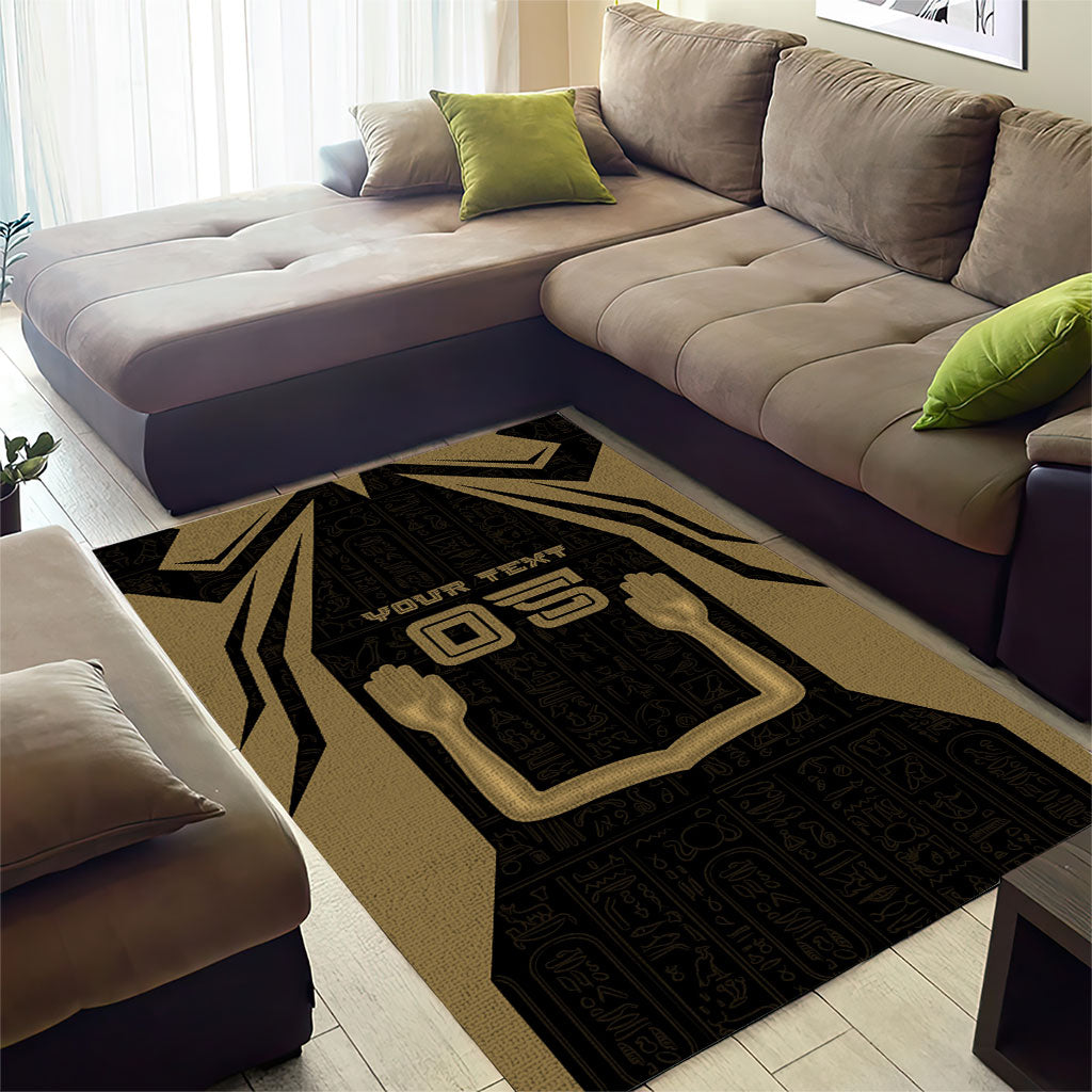 Custom Egypt KA Area Rug Gold Symbol Hieroglyphic Texture