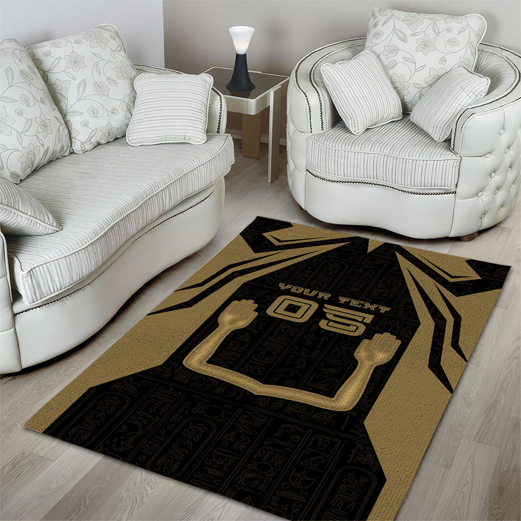 Custom Egypt KA Area Rug Gold Symbol Hieroglyphic Texture