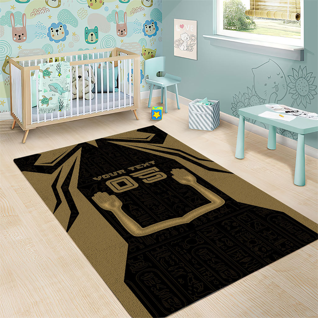 Custom Egypt KA Area Rug Gold Symbol Hieroglyphic Texture