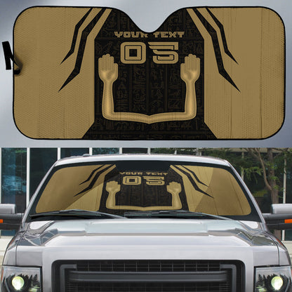 Custom Egypt KA Auto Sun Shade Gold Symbol Hieroglyphic Texture