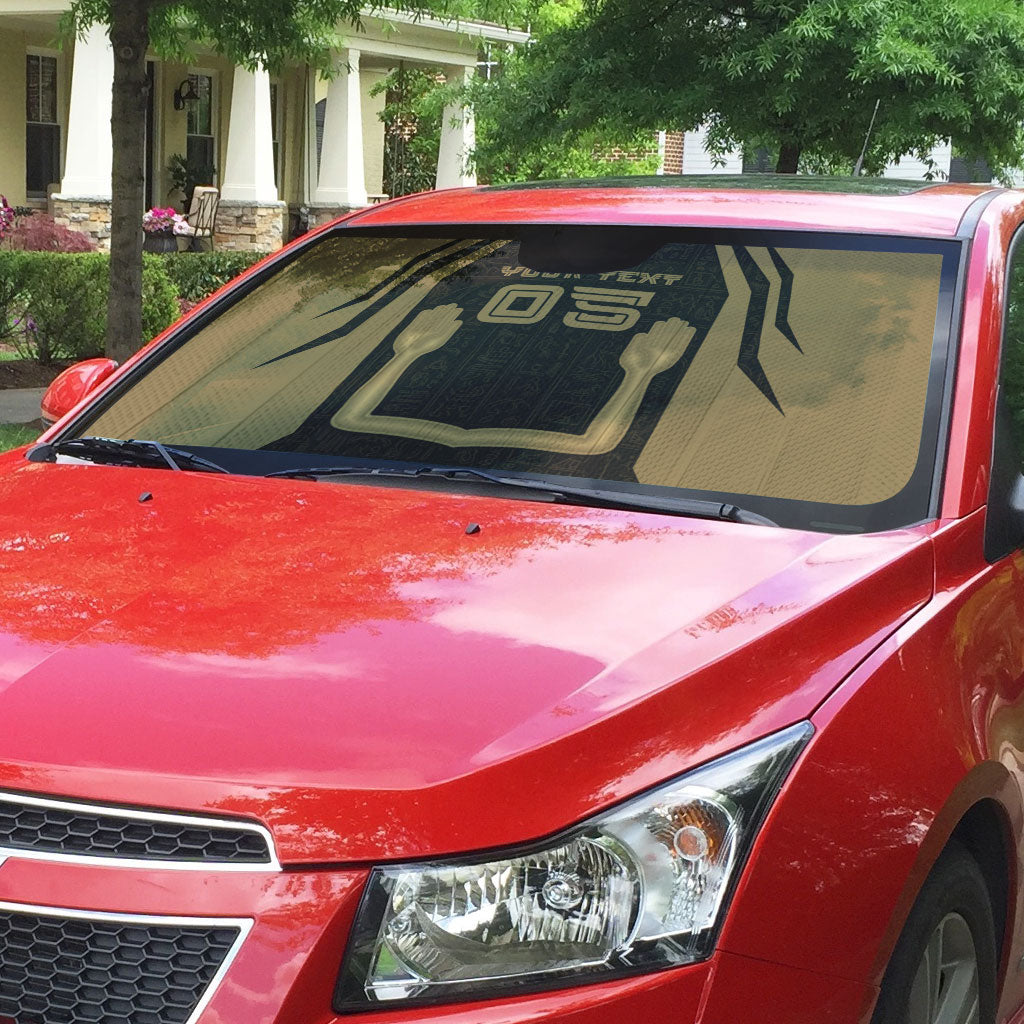 Custom Egypt KA Auto Sun Shade Gold Symbol Hieroglyphic Texture