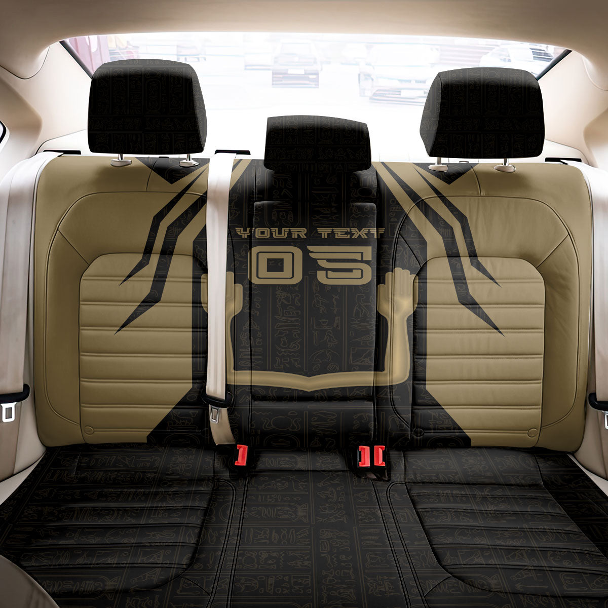 Custom Egypt KA Back Car Seat Cover Gold Symbol Hieroglyphic Texture