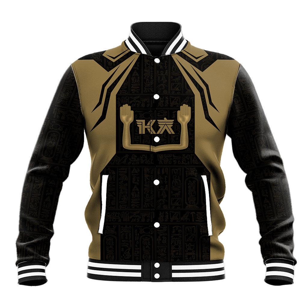 Custom Egypt KA Baseball Jacket Gold Symbol Hieroglyphic Texture