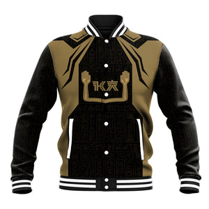Custom Egypt KA Baseball Jacket Gold Symbol Hieroglyphic Texture