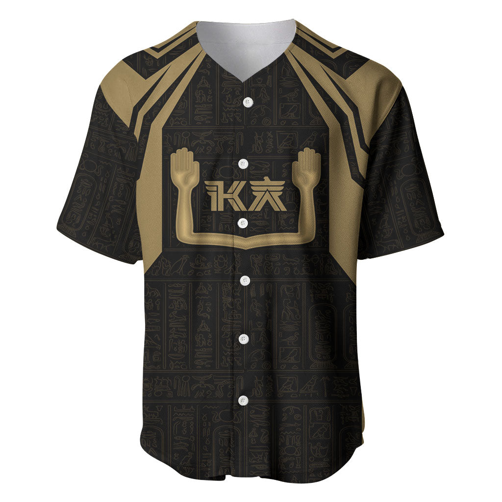 Custom Egypt KA Baseball Jersey Gold Symbol Hieroglyphic Texture