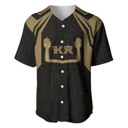 Custom Egypt KA Baseball Jersey Gold Symbol Hieroglyphic Texture