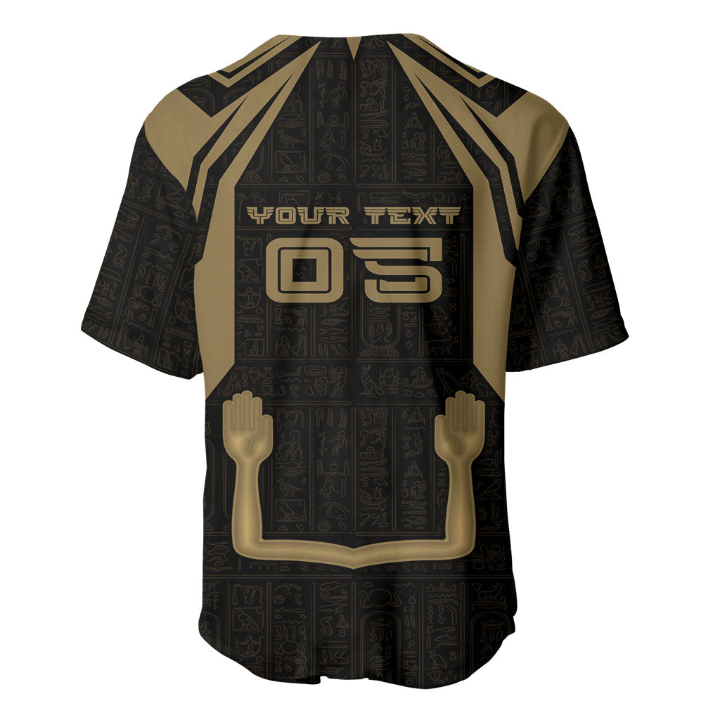 Custom Egypt KA Baseball Jersey Gold Symbol Hieroglyphic Texture