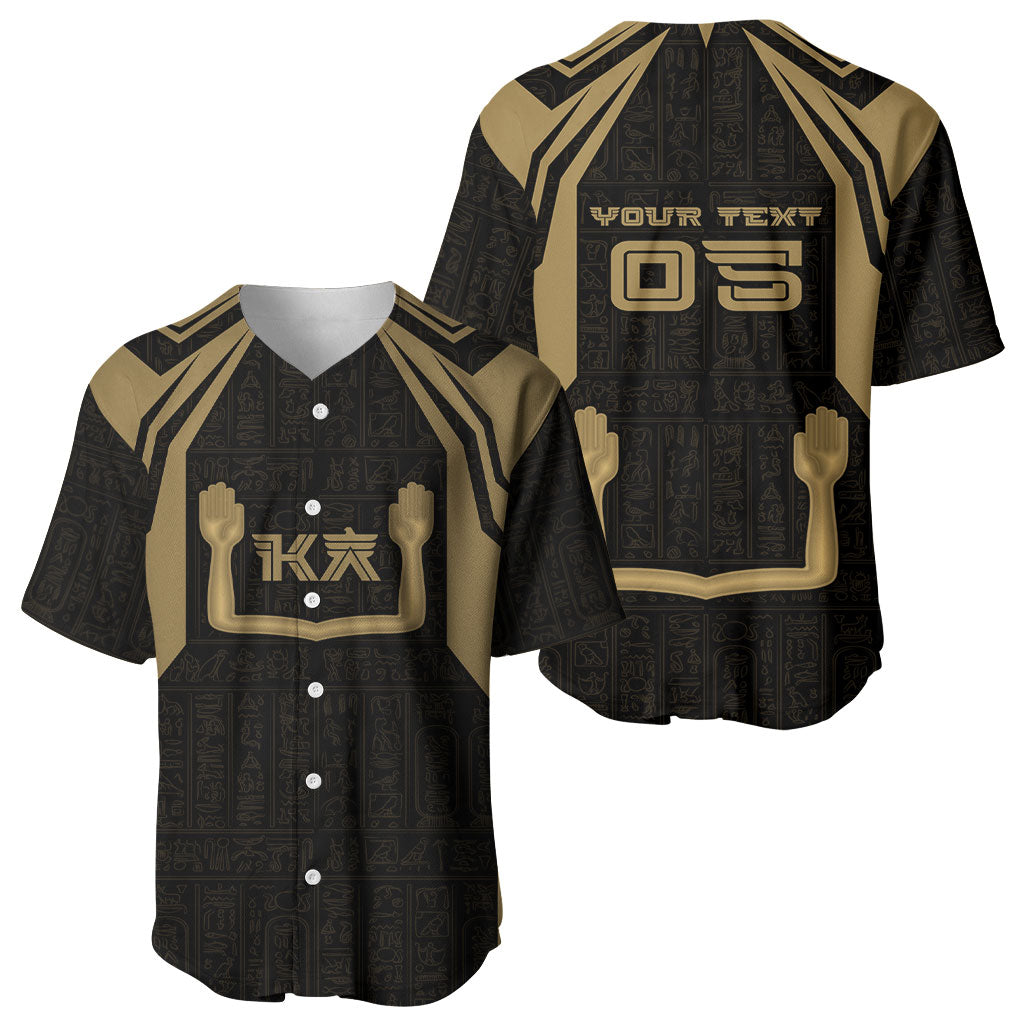 Custom Egypt KA Baseball Jersey Gold Symbol Hieroglyphic Texture