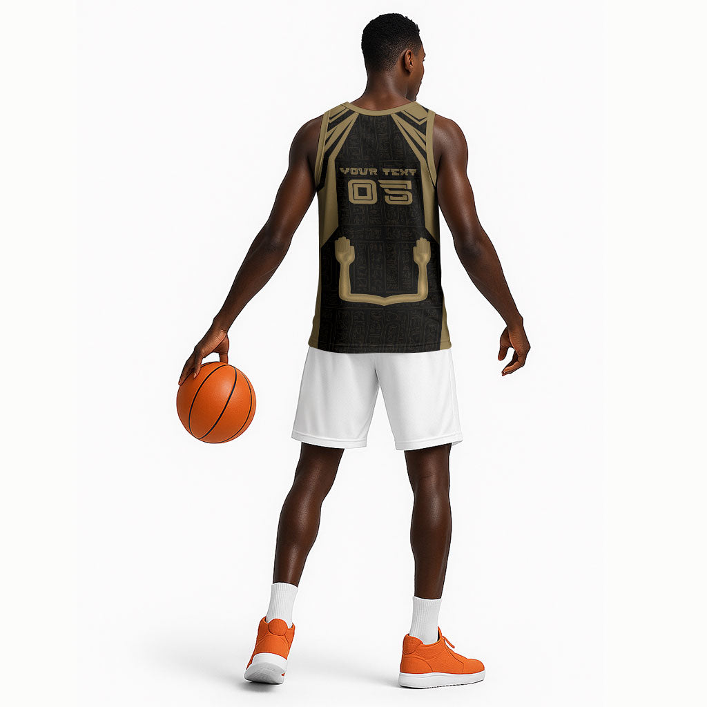Custom Egypt KA Basketball Jersey Gold Symbol Hieroglyphic Texture
