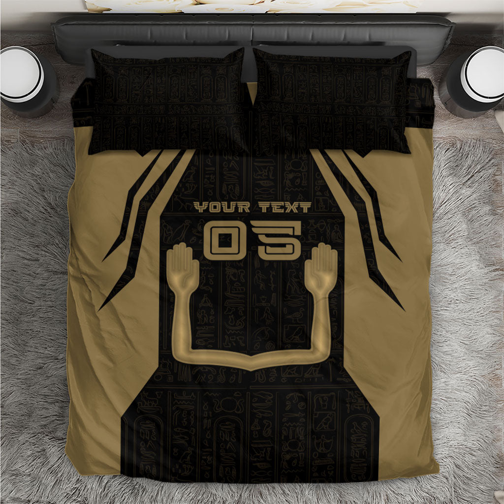 Custom Egypt KA Bedding Set Gold Symbol Hieroglyphic Texture