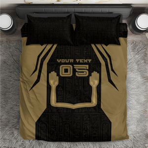 Custom Egypt KA Bedding Set Gold Symbol Hieroglyphic Texture
