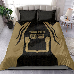 Custom Egypt KA Bedding Set Gold Symbol Hieroglyphic Texture